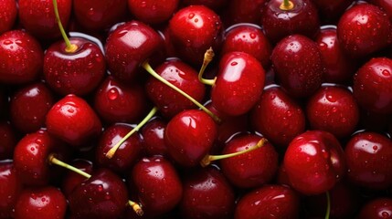 Fresh cherries filling the entire frame food background 