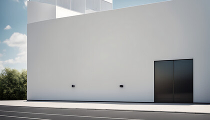 blank white, Outdoor Wall Mockup for Advertising on Buildings