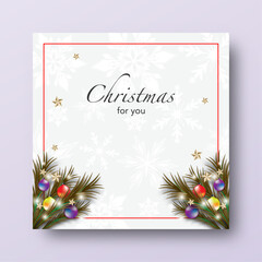 Christmas social banner background on square design template for place text advertisement.
