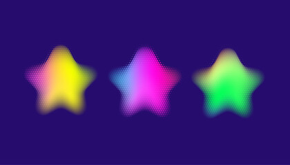 Gradient star shapes. Yellow-purple and green background. Vector illustration of elements. 