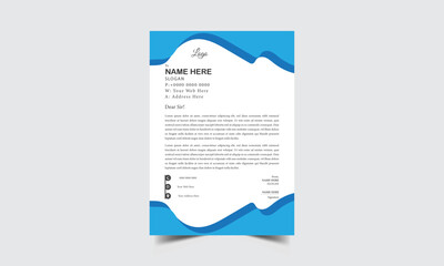 Business style letterhead template design with blue and orange color