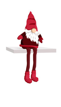 the gnome is sitting on the shelf