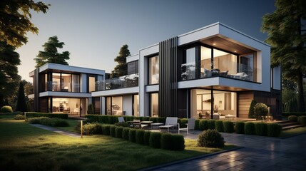 Fototapeta na wymiar a nice looking duplex house 3d rendering
