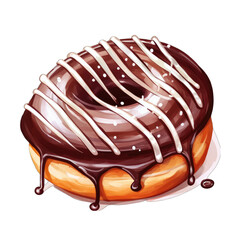 Chocolate donut on isolated transparent background