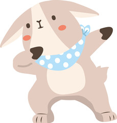 Cute rabbit dabbing dance cartoon