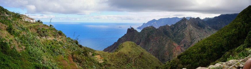 Anaga mountains and ocean panoramic view from Taborno, Tenerife, Canaries, Spain