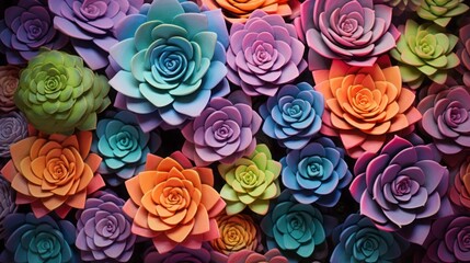 high quality photo of rainbow succulents, flat lighting photography, 16:9