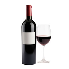 Red wine bottle with glass of wine
