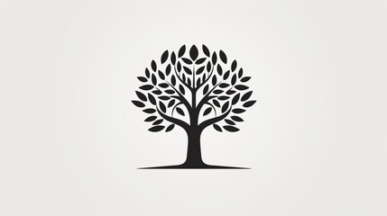 Obraz premium minimalist tree logo in black and white color outline, copy space, 16:9
