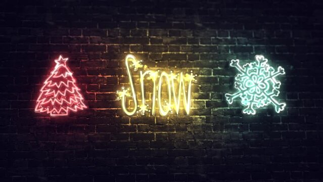 Christmas tree light snow neon