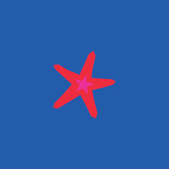 The red seastar on the blue background