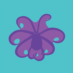 The mauve octopus on the light blue background