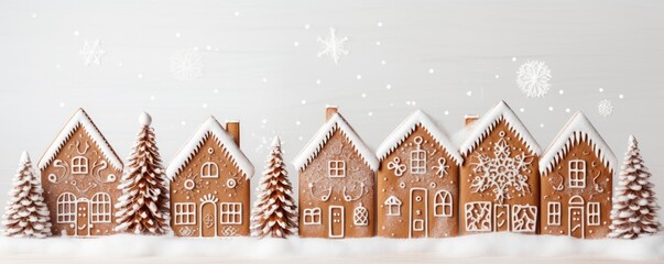 Tasty decorated gingerbread on a light background. Christmas pastry. Generative AI.