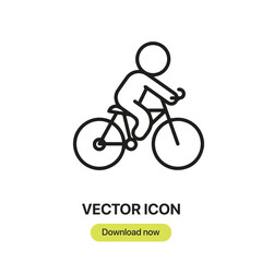 Riding Bicycle icon vector. Linear-style sign for mobile concept and web design. Riding Bicycle symbol illustration. Pixel vector graphics - Vector.