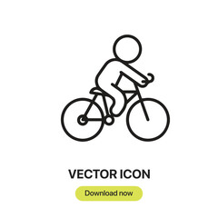 Obraz premium Riding Bicycle icon vector. Linear-style sign for mobile concept and web design. Riding Bicycle symbol illustration. Pixel vector graphics - Vector.