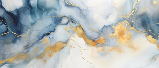 Abstract marble texture with gold splashes, luxury background, Natural luxury abstract fluid art watercolor in alcohol ink technique, Generative AI