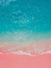 Keuken spatwand met foto Pink sand beach with blue ocean on Komodo islands © artifirsov