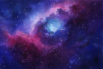 Obraz na płótnie Canvas Cosmic illustration. Beautiful colorful space background. Watercolor Cosmos