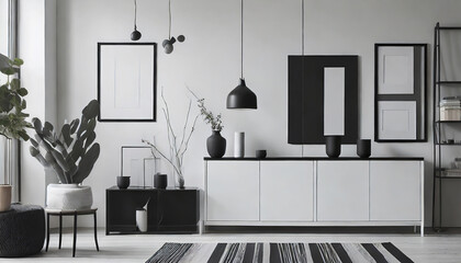 Monochrome Scandi, Black, white, and gray color scheme with clean lines for a sleek Scandinavian look.