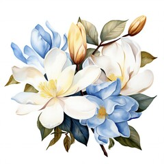 a painting of watercolor flowers on a white background