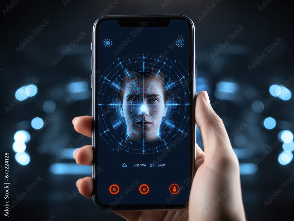 Leinwandbilder innovative security: explore a product mockup for an app showcasing cutting-edge technology with fac