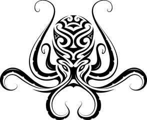 Octopus tattoo in tribal style