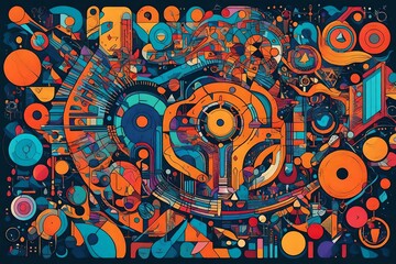 Abstract representation of artificial intelligence, depicted through a symphony of vibrant colors and geometric shapes.
