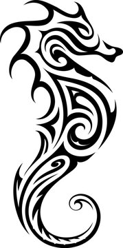 Seahorse tattoo in tribal style