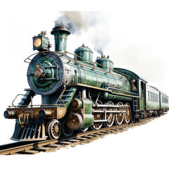 Fototapeta premium watercolor Train clipart, Generative Ai
