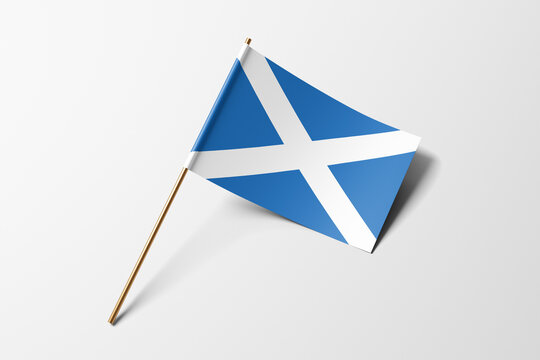Scotland flag of small paper, isolated on white background