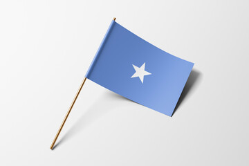 Somalia flag of small paper, isolated on white background