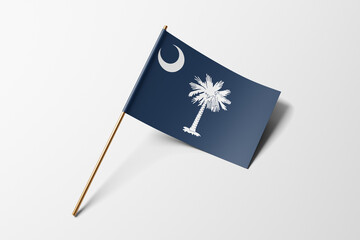Fototapeta premium South Carolina flag of small paper, isolated on white background