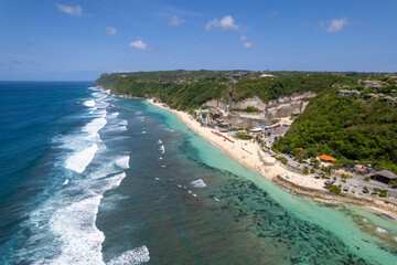 Melasti Beach on sunny day. Bali, Indonesia.