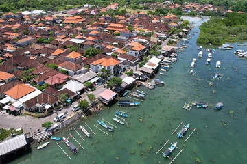 Foto op Canvas Aerial view of Serangan island on sunny day. Denpasar, Bali, Indonesia. © Kirill