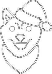 Dog face Christmas doodle for decoration and design.
