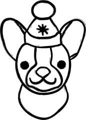 Dog muzzle Christmas drawing for decoration and design.
