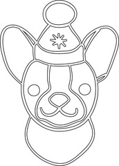 Dog face Christmas doodle for decoration and design.
