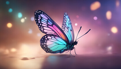 Fototapeta na wymiar Butterfly on flower summer background ai genrative