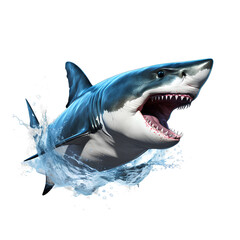 Fototapeta premium Fierce white shark on transparent background PNG