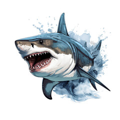 Fierce white shark on transparent background PNG