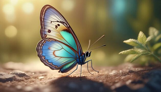 Butterfly on flower summer background ai genrative