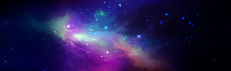Foto op Canvas Space vector background with realistic nebula and shining stars. Magic colorful galaxy with stardust © WhataWin