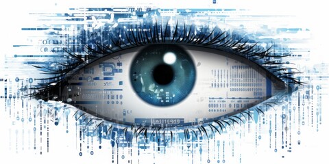 Digital Vision: A Human Eye Reveals Binary Code, Unveiling the Matrix of AI and KI, Symbolizing the Futuristic Fusion of Technology and Artificial Intelligence