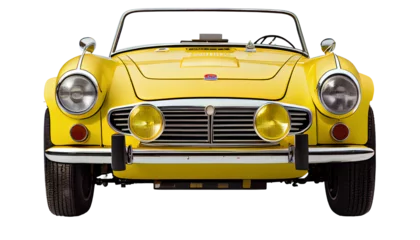Poster Yellow vintage car on transparent background PNG © PNG for U