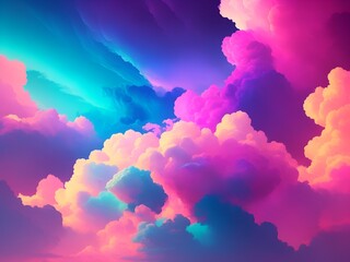 Abstract fantasy background of colorful neon clouds