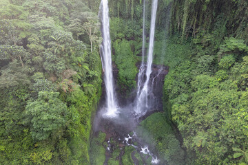 Aerial view of Sekumpul waterfall. Bali, Indonesia.