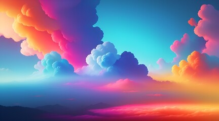 3d render abstract fantasy background of colorful neon clouds