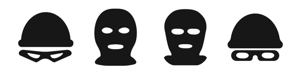 Thief robber balaclava face mask. Crime disguise vector