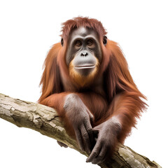 Orangutan on transparent background PNG, cute animal concept.