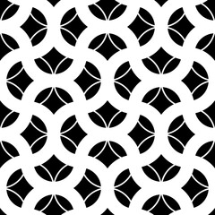 Seamless surface pattern design with quatrefoil figures. Ancient oriental traditional ornament with repeated floral shapes. Ethnic wallpaper. Mosaic motif. Digital paper. Vector art illustration.